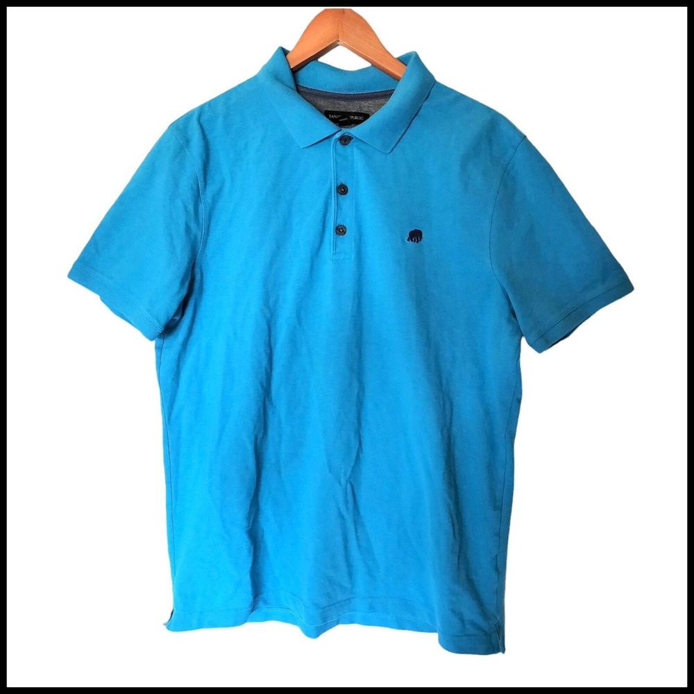 Banana Republic ST Branded Pique Polo Shirt Blue Size L Large